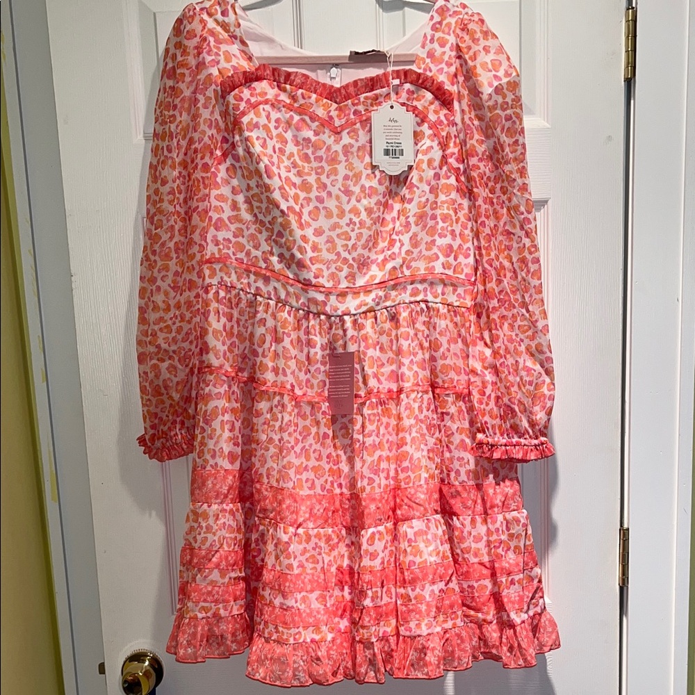 Pink and White Leopard Print Dress